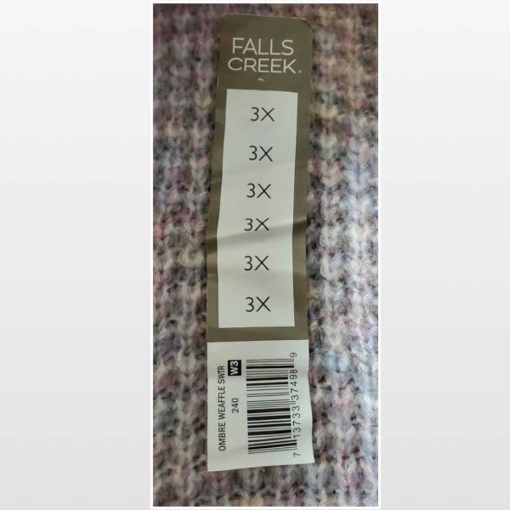 New Falls Creek Sweater Womens Plus 3X Hi Low Purple Grey Ombre Fuzzy Knit NWT - Picture 15 of 16